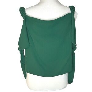 Topshop Womens‎ Emerald Green Off The Shoulder Arm Tie Blouse Size US 6 UK 10